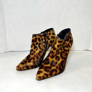 Nine West Leopard Print Booties Calfskin Size 5.5